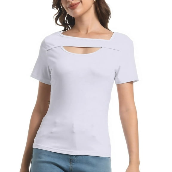 Women’s Slim Fit T-Shirt with Front Cutout Detail – Trendy Short Sleeve Top