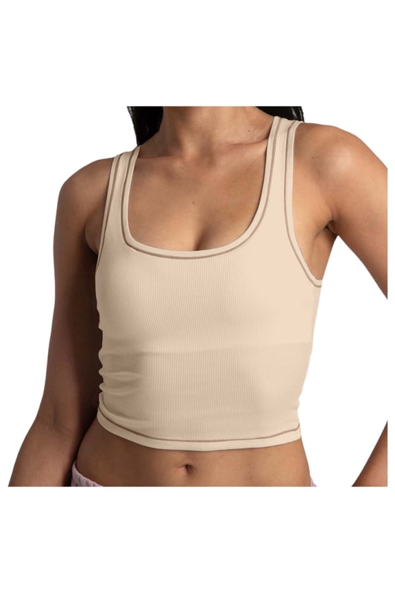 Slim Fitting Threaded Vest Strap Tank Top for Women Lightweight Comfortable Stretch Casual Wear Layering