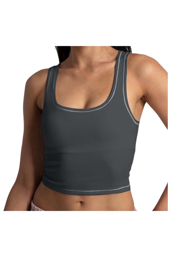 Slim Fitting Threaded Vest Strap Tank Top for Women Lightweight Comfortable Stretch Casual Wear Layering