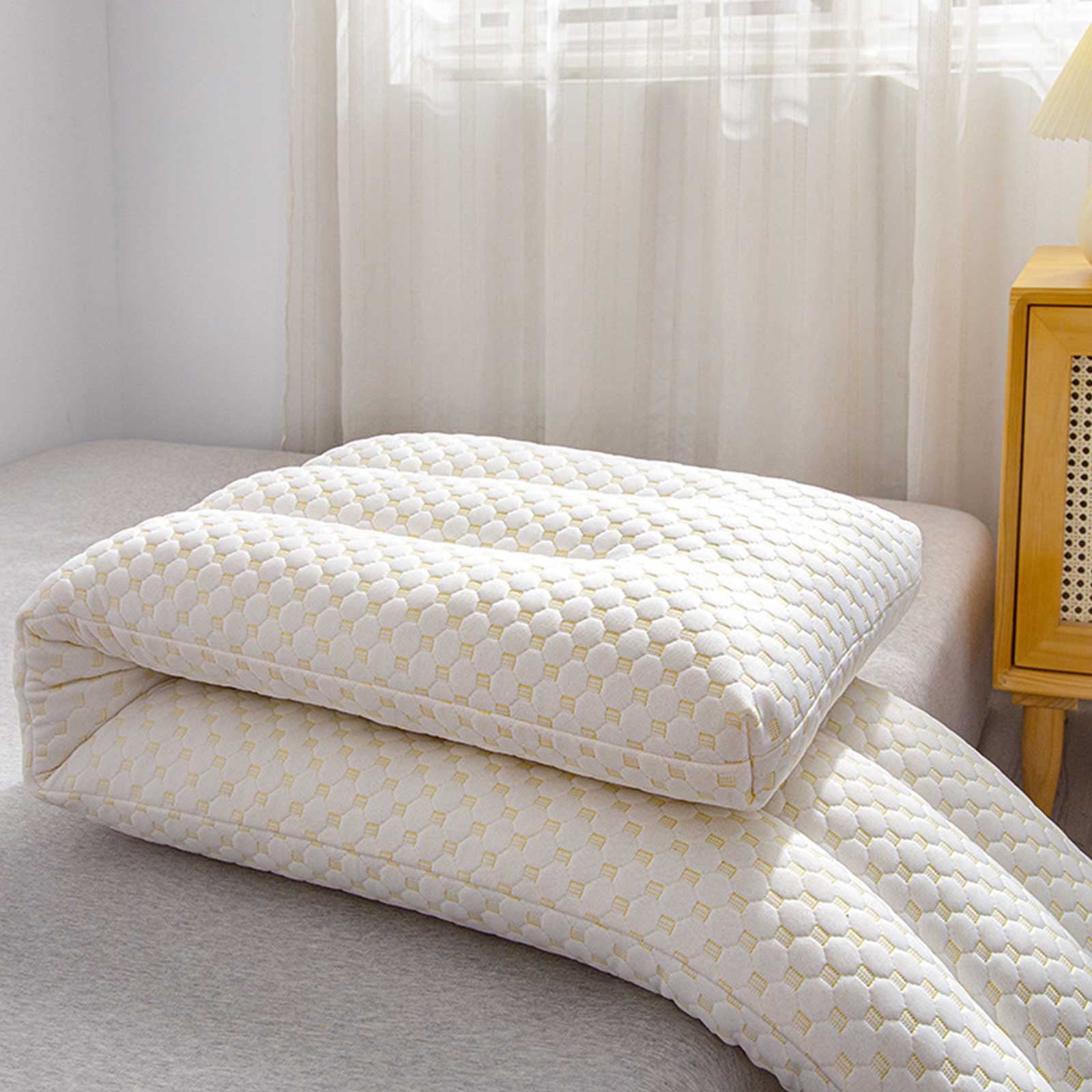 Slim Flat Body Pillow - Thin Stomach Sleeper Bed Pillows for Sleeping with Cotton Cover-Ultra Thin Low Profile,for Relieving Leg, Back, and Knee Pain (White) 18.89x47.24 in