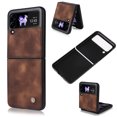 thumbnail image 1 of Slim Flip Case for Samsung Galaxy Z Flip4 5G 2022 (6.7 inch), Allytech Lightweight Durable PU Leather Anti-Slip Shockproof Case for Galaxy Z Flip 4, Brown, 1 of 7