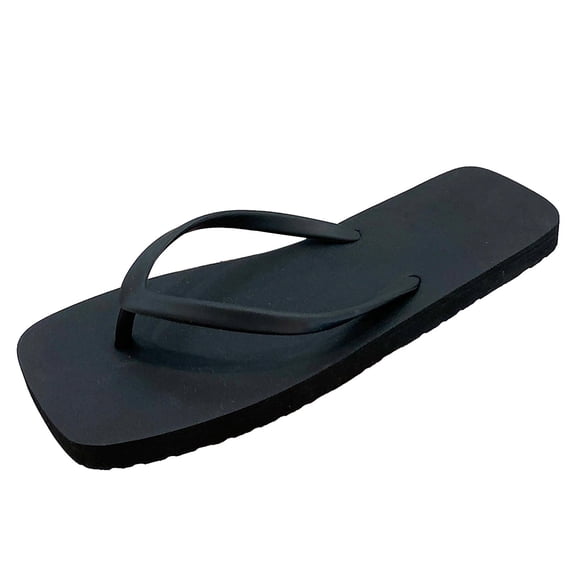 Slim Flip Flops for Women, Ladies Shower Slippers Flat Sandals for Summer Bathroom Beach Pool, Lightweight Basic Thongs Rubber Soft Slide -on Shoes Black, Size 8