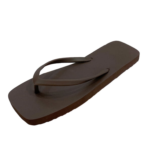 Slim Flip Flops for Women, Ladies Shower Slippers Flat Sandals for Summer Bathroom Beach Pool, Lightweight Basic Thongs Rubber Soft Slide -on Shoes Brown, Size 8