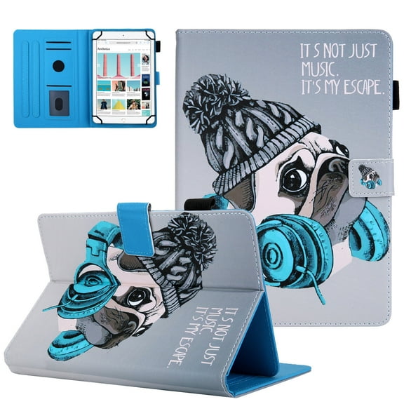 Slim Flip Stand Leather Universal Case for Galaxy Tab 2/3/3 Lite/4/A/E Lite 7.0 /Vankyo MatrixPad Z1 7 Inch /Ematic 7" Tablet /Lenovo Tab M7 7" /Google Nexus 7 /Android 7-inch Tablet (Cute Dog)