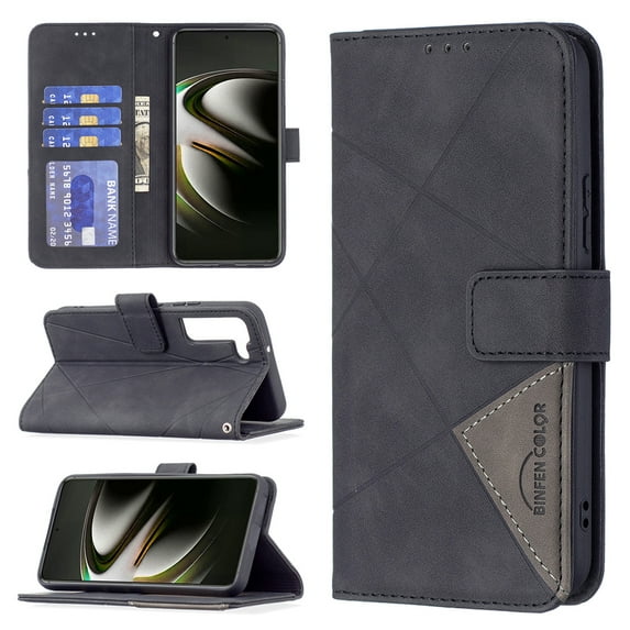 Slim Flip Wallet Case for Samsung Galaxy S23 Plus, Classic PU Leather Magnetic Folio Cover with Card Holder Kickstand TPU Shockproof Durable Protective Phone Case for Samsung Galaxy S23 Plus, Black