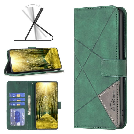 Slim Flip Wallet Case for iPhone 12/12 Pro, Classic PU Leather Magnetic Folio Cover with Card Holder Kickstand TPU Shockproof Durable Protective Phone Case for iPhone 12/12 Pro, Green