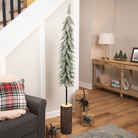 Northlight Slim Flocked Downswept Norfolk Pine Artificial Christmas Tree - 5.5 - Unlit