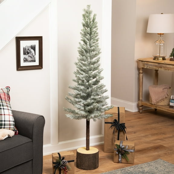 Northlight Slim Flocked Norfolk Pine Artificial Christmas Tree - 4.5 - Unlit