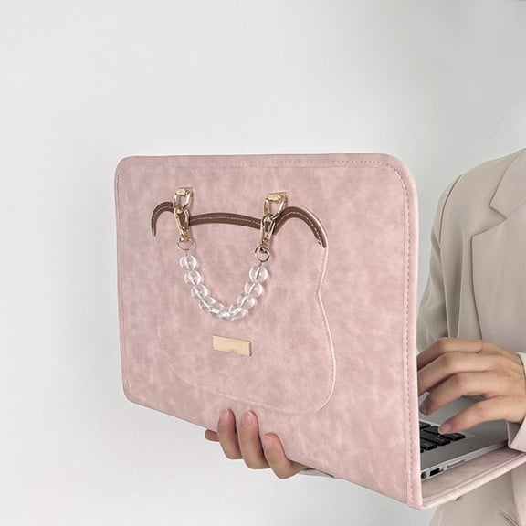 Slim Foldable Laptop Briefcase for Travel & Work, Lightweight & Stylish PU Leather Protective Sleeve with Handle, Secure Carry for Commuting and Daily Office Use