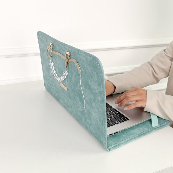 Slim Foldable Laptop Briefcase for Travel & Work, Lightweight & Stylish PU Leather Protective Sleeve with Handle, Secure Carry for Commuting and Daily Office Use