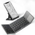 thumbnail image 1 of Slim Foldable Wireless Keyboard Compatible with LG VN370 with TOUCHPAD Mouse Fully Universal providing 48H Use, 560 Days Standby, Portable, Compact, Tri-Fold, Rechargeable!, 1 of 9