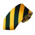 thumbnail image 1 of Slim Forest Green and Gold College Stripe Woven Tie, 1 of 3