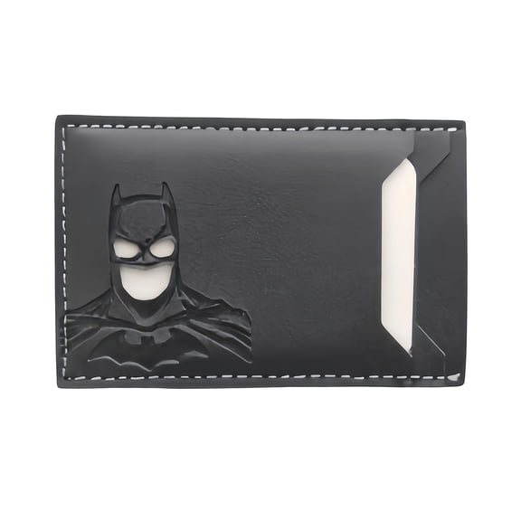Slim Front Pocket ID Wallet for Men, Minimalist Leather Card Holder with Dual ID Window, Bat Print Superhero Inspired Wallet, Multi Card Slot Bifold Card Case, Quick Access RFID Style Pocket Wallet