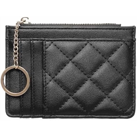 Haimei Women’s Slim RFID Blocking Wallet, Leather Key Chain Card Holder with Coin Pocket