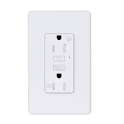 Slim GFCI Outlet 15 Amp,Thin GFI Electrical Outlet,Slim Ground Fault Receptacle Outlet Weather 125 Volt,with Decorator Screwless GFCI Plate,ETL Listed,White GFI,1PK