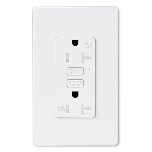 Slim GFCI Outlet 20 Amp,White GFCI Outlet Weather Resistant,GFCI Thin Outlets Receptacle with LED Indicator,125 Volt,ETL Certified,Wallplate and Screws Included,White 1PK