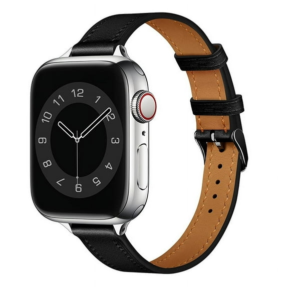 Slim Genuine Leather Strap for Apple Watch band series 10 46mm 41mm 38mm 40mm Wrist bracelet for iWAtch SE 7 6 5 4 3 40mm/41mm (01 black,38 40 41mm(S10 42mm))