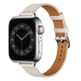 thumbnail image 1 of Slim Genuine Leather Strap for Apple Watch band series 10 46mm 41mm 38mm 40mm Wrist bracelet for iWAtch SE 7 6 5 4 3 40mm/41mm (05 starlight white,38 40 41mm(S10 42mm)), 1 of 7
