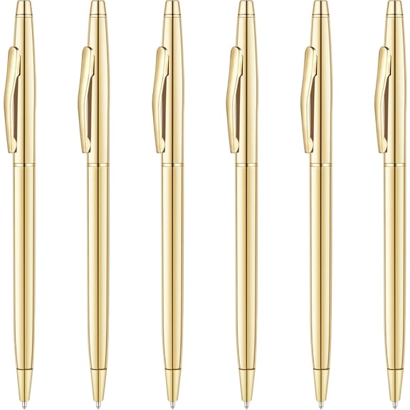 Slim Gold Ballpoint Pens Black Ink 1 mm