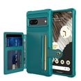 thumbnail image 1 of Slim Hard PC Case Compatible with Google Pixel 7 , PU Leather Card Holder Back Case Kickstand Shock-absorbing Car Magnetic Case Cover Designed for Google Pixel 7 6.3 inch,Green, 1 of 6