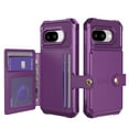 thumbnail image 1 of Slim Hard PC Case Compatible with Google Pixel 9a, PU Leather Card Holder Back Case Kickstand Shock-absorbing Car Magnetic Case Cover Designed for Google Pixel 9a, Purple, 1 of 7