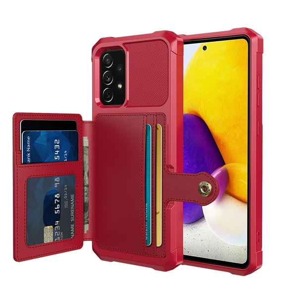Slim Hard PC Case Compatible with Samsung Galaxy A53 5G, PU Leather Card Holder Back Case Kickstand Shock-absorbing Car Magnetic Case Cover Designed for Samsung Galaxy A53 5G, Red