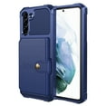 thumbnail image 1 of Slim Hard PC Case Compatible with Samsung Galaxy S21 FE, PU Leather Card Holder Back Case Kickstand Shock-absorbing Car Magnetic Case Cover Designed for Samsung Galaxy S21 FE, Blue, 1 of 7