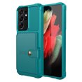 thumbnail image 1 of Slim Hard PC Case Compatible with Samsung Galaxy S21 Ultra, PU Leather Card Holder Back Case Kickstand Shock-absorbing Car Magnetic Case Cover Designed for Samsung Galaxy S21 Ultra, Green, 1 of 8