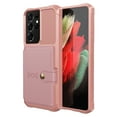 thumbnail image 1 of Slim Hard PC Case Compatible with Samsung Galaxy S21 Ultra, PU Leather Card Holder Back Case Kickstand Shock-absorbing Car Magnetic Case Cover Designed for Samsung Galaxy S21 Ultra, Pink, 1 of 8
