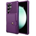thumbnail image 1 of Slim Hard PC Case Compatible with Samsung Galaxy S25 Ultra, PU Leather Card Holder Back Case Kickstand Shock-absorbing Car Magnetic Case Cover Designed for Samsung Galaxy S25 Ultra, Purple, 1 of 7