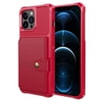 thumbnail image 1 of Slim Hard PC Case Compatible with iPhone 12 Pro/12, PU Leather Card Holder Back Case Kickstand Shock-absorbing Car Magnetic Case Cover Designed for iPhone 12 Pro/12, Red, 1 of 7