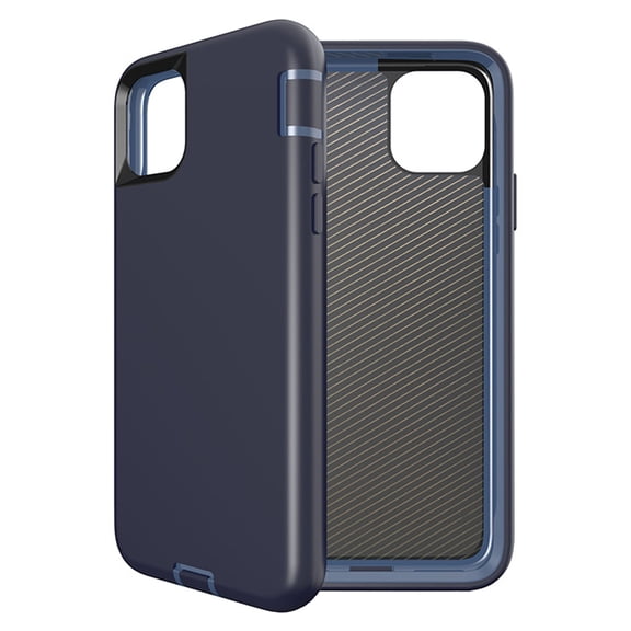 Slim Heavy Duty Case for iPhone 15 Plus with Tempered Glass Screen Protector - Midnight Blue