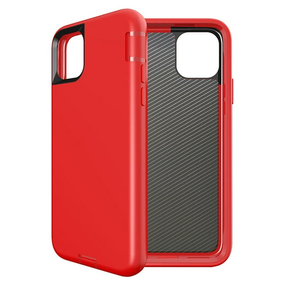 Slim Heavy Duty Case for iPhone 15 Plus with Tempered Glass Screen Protector - Red