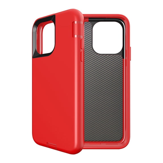 Slim Heavy Duty Case for iPhone 15 Pro Max with Tempered Glass Screen Protector - Red