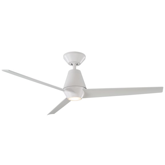 Slim Indoor and Outdoor 3-Blade Smart Ceiling Fan 52in Matte White with 3000K LED Light Kit and Remote Control