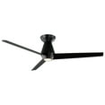 thumbnail image 1 of Slim Indoor and Outdoor 3-Blade Smart Flush Mount Ceiling Fan 52in Matte Black with 3000K LED Light Kit and Remote Control, 1 of 3