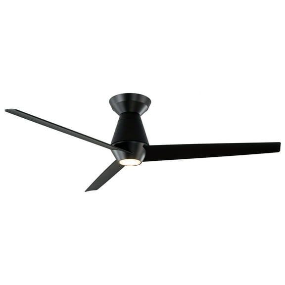 Slim Indoor and Outdoor 3-Blade Smart Flush Mount Ceiling Fan 52in Matte Black with 3000K LED Light Kit and Remote Control