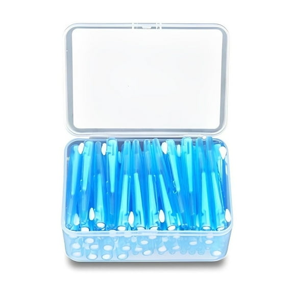 Slim Interdental Brushes & Flossers - Effective Teeth Cleaning Tool for Braces, Bridges & Tight Gaps, Care for Adults & Children’s Oral Hygiene,Sky Blue