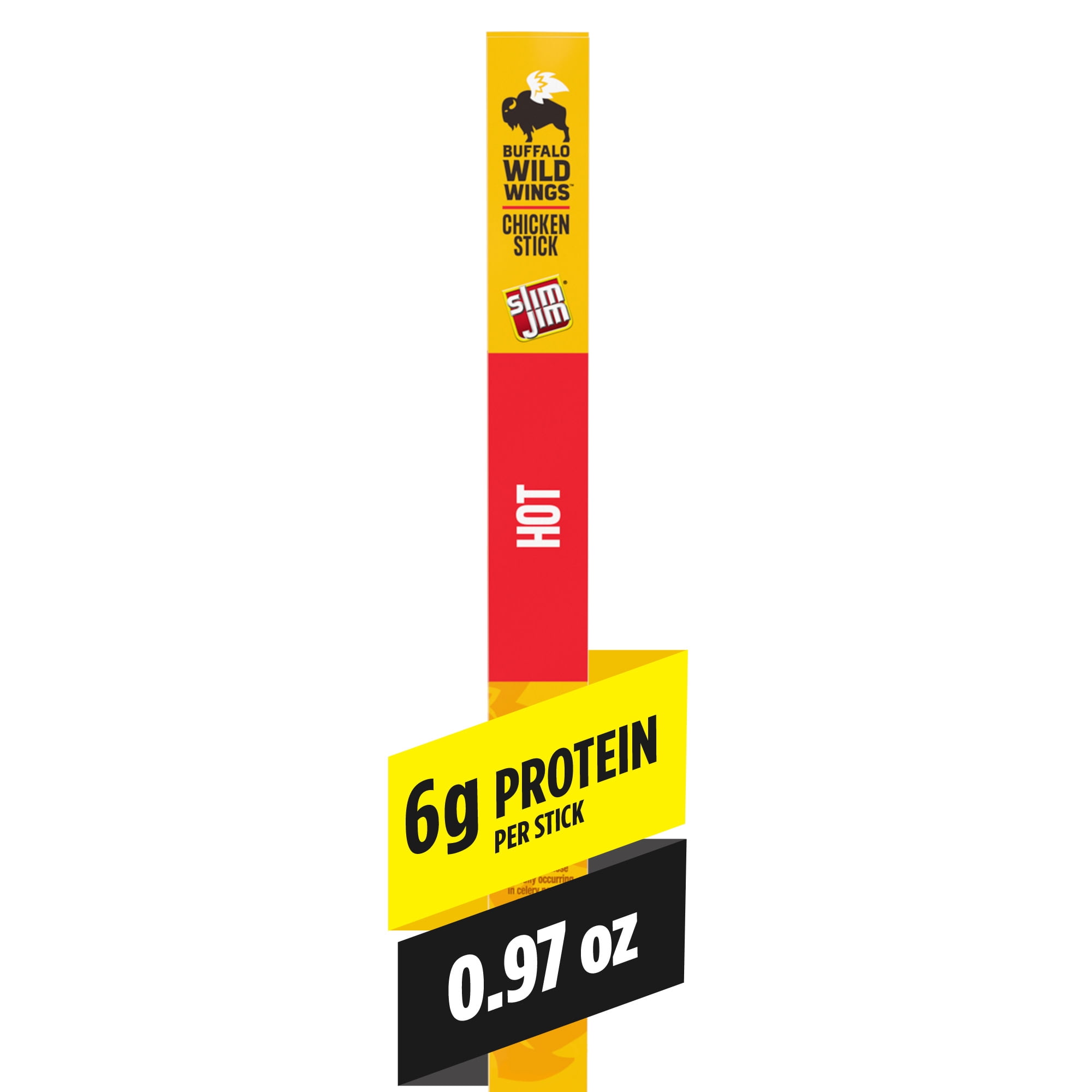 Slim Jim Giant Chicken Sticks, Buffalo Wild Wings Hot, 6g Protein per Stick, 0.97oz.