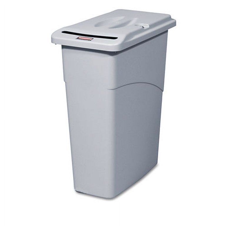 Rubbermaid Commercial Light Gray Rectangle Slim Jim Confidential Document Receptacle with Lid, 23 Gallon