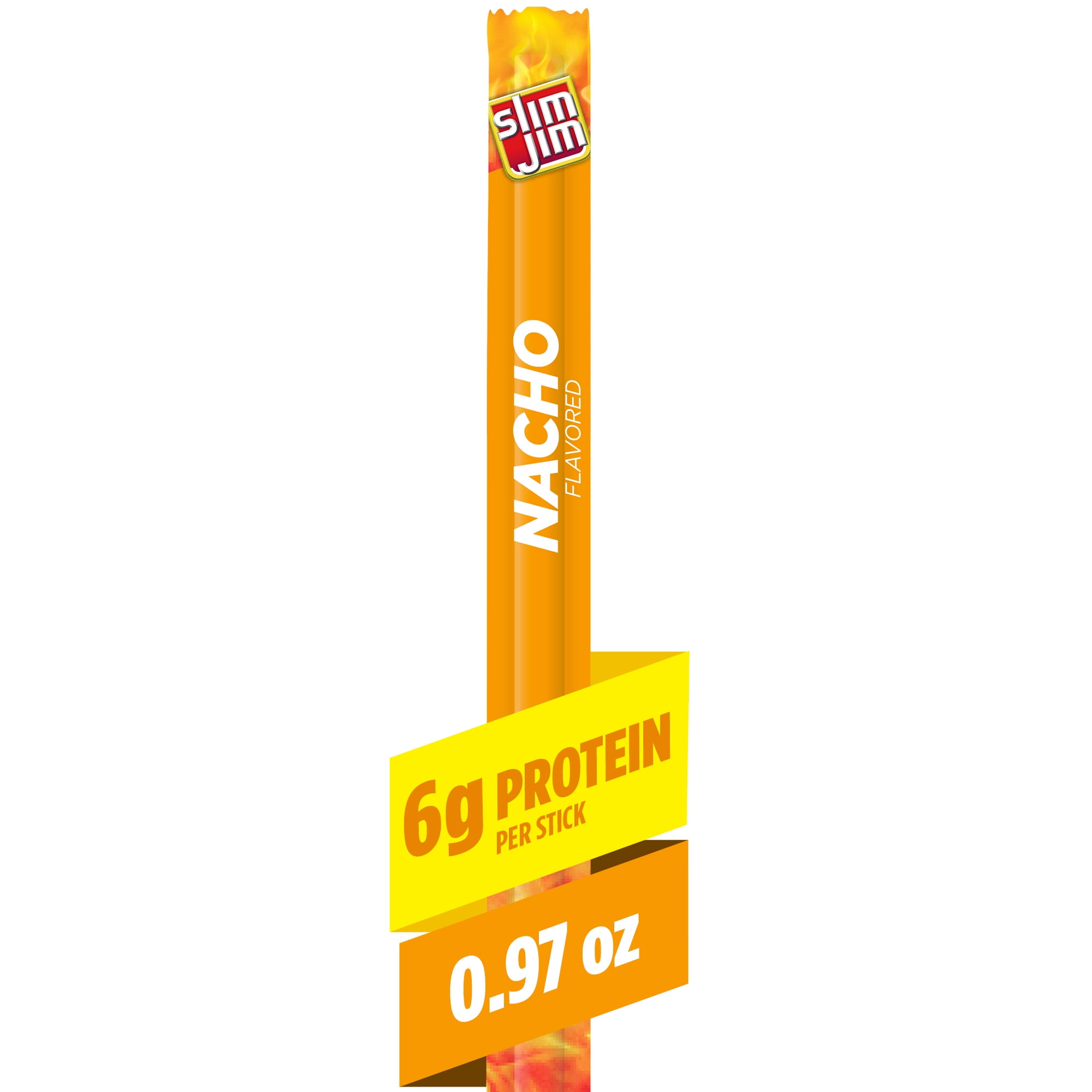 Slim Jim Giant Smoked Meat Sticks, Nacho Flavor, 6g Protein Per Stick, 0.97 oz.