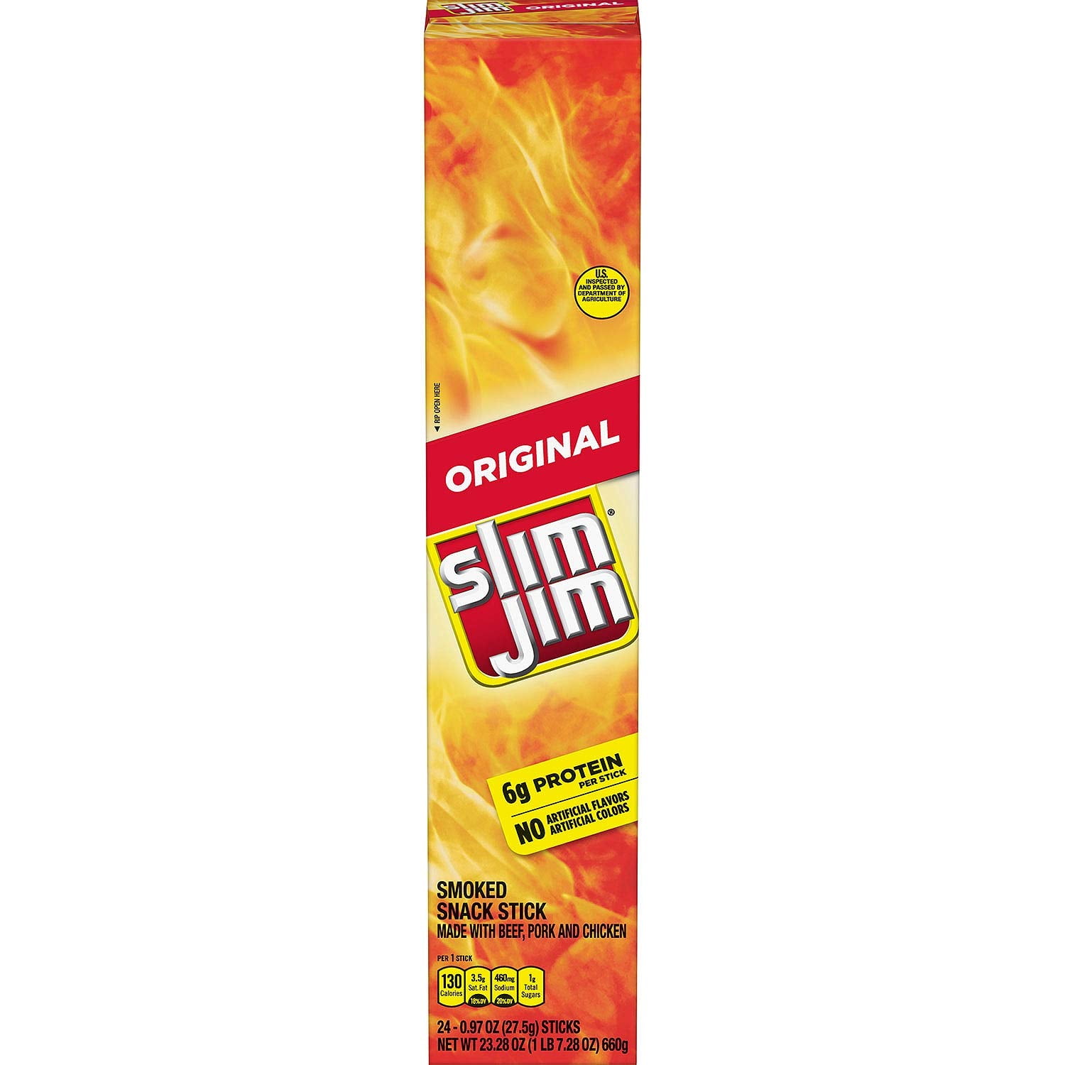 Slim Jim Giant Smoked XEF1Snacks, Original, 0.97-Ounce Sticks (Pack of 24)