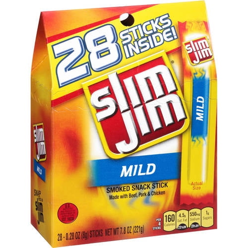 Slim Jim Mild Smoked Snack Stick, 0.28 Oz., 28 Count