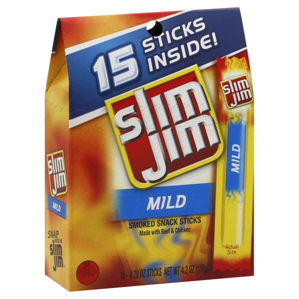 Slim Jim Mild Smoked Snack Sticks, 0.28 Oz., 15 Count