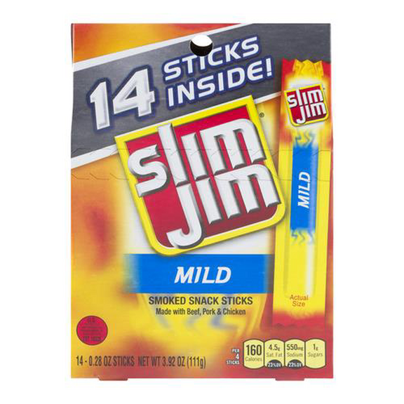 Slim Jim Mild Smoked Snack Sticks (Pack of 18)