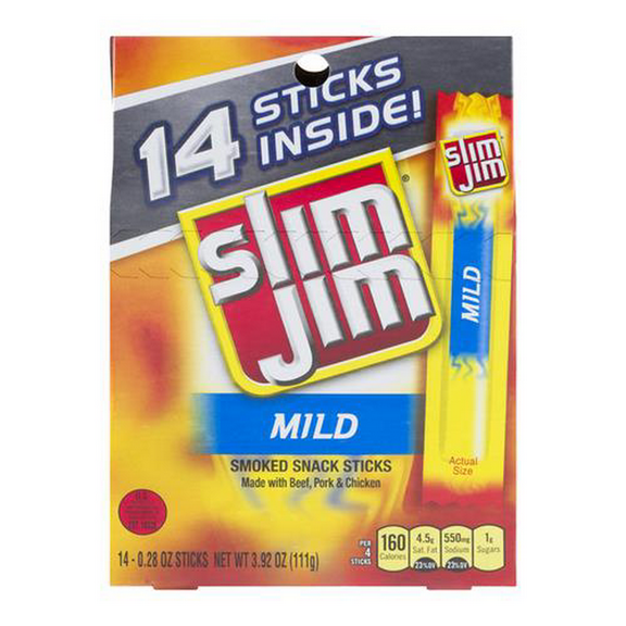 Slim Jim Mild Smoked Snack Sticks (Pack of 8)