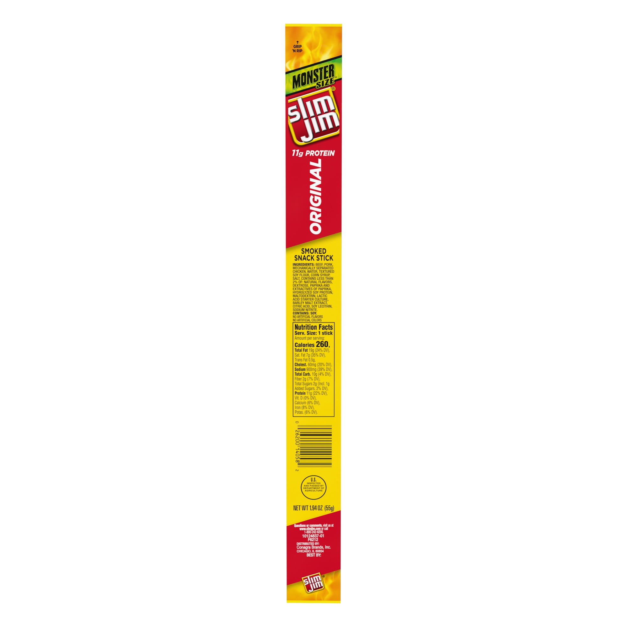 Slim Jim Monster Original Meat Stick, Meat Snacks, 1.94 oz