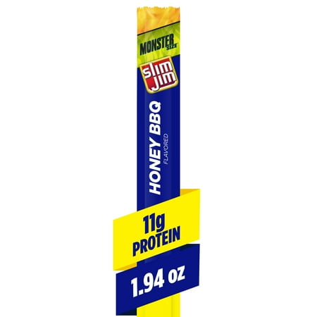 Slim Jim Monster Smoked Meat Sticks, Honey BBQ Flavor, High Protein, 1.94 oz.