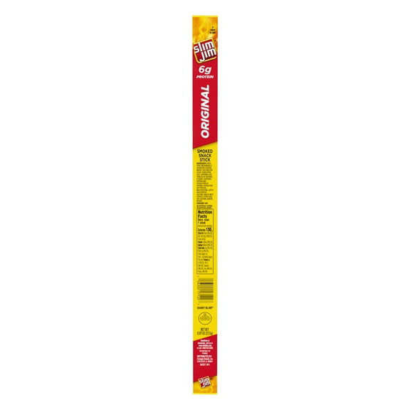 Slim Jim Original Meat Stick, 6g Protein Per Serving, 0.97 oz. Meat Snacks