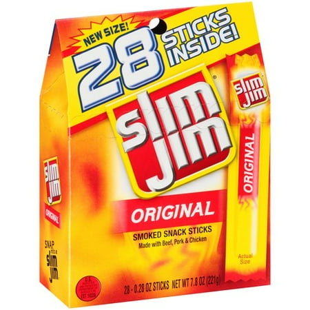 Slim Jim Original Smoked Snack Stick, 0.28 Oz., 28 Count
